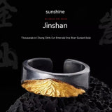 Handmade Carved Ring Men's Silver-wrapped Gold Opening – Gifts for Him — 2