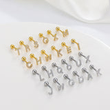 Inlaid Zircon 26 English Letters Ear Bone Stud – Meaningful Gifts — 14