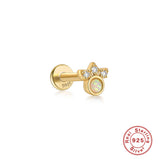 Sterling Silver Opal And Diamond Pierced Threaded Ear – Stylish Gifts — 7