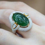 Elegant Finger Inlaid Green Simulation Diamond Ring – Thoughtful Gifts — 1