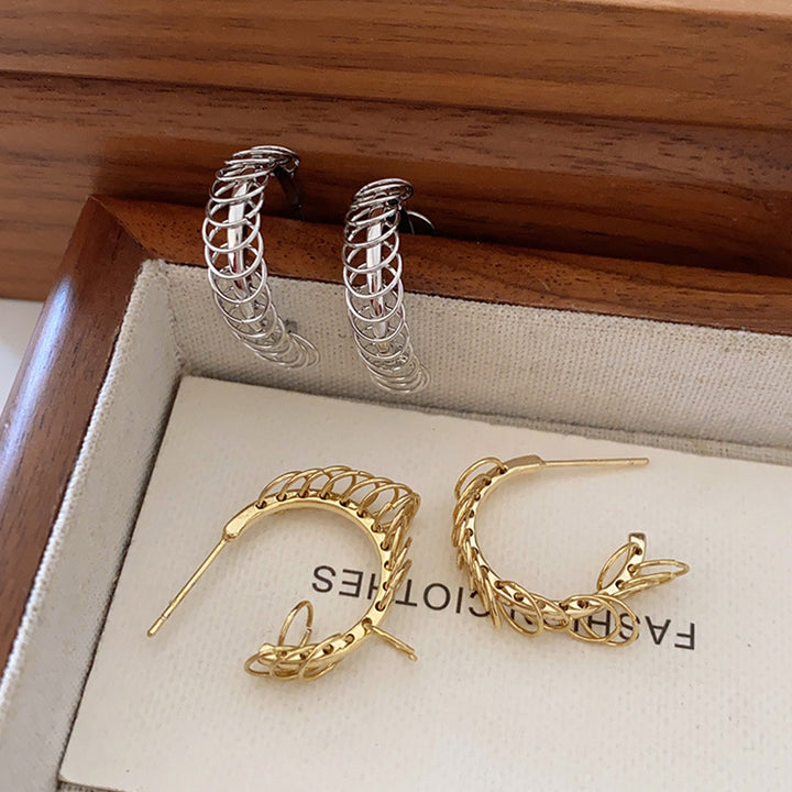Multi-circle Metal Eardrops Alphabet Letter Earrings – Stylish Gifts — 2