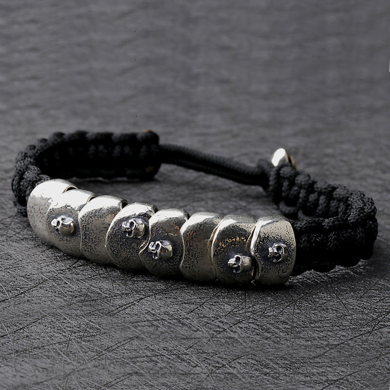 Silver Parachute Cord Woven Bracelet Skull Armour – Jewelry Gift Ideas — 1