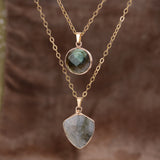 Moonstone Pendant Double Chain Necklace – Jewelry Gift Ideas — 1
