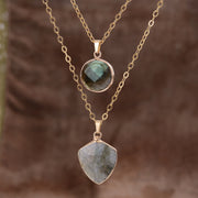 Moonstone Pendant Double Chain Necklace – Jewelry Gift Ideas — 1
