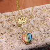 Colorful Peach Heart Pendant Chain Necklace – Jewelry Gift Ideas — 5
