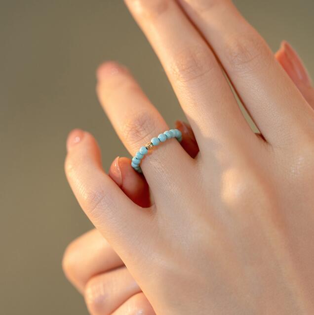 Very Fine 2mm Natural Raw Ore Turquoise Ring – Practical Gifts — 1