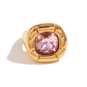 18K Gold Round Corner Square Flower Zircon Ear – Jewelry Gift Ideas — 18