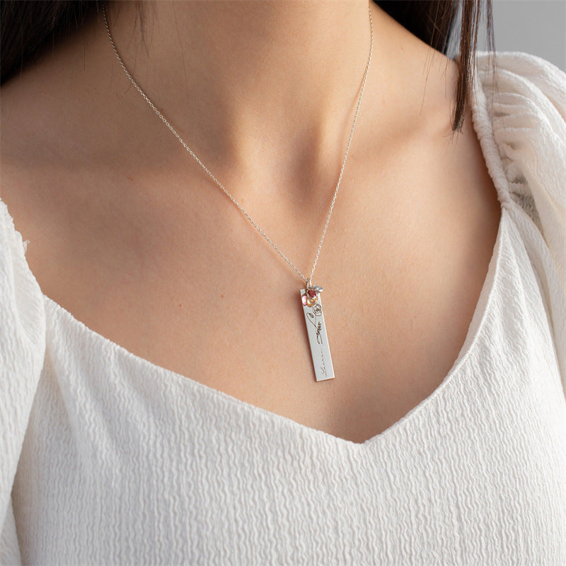 Women's Name Birthday Flower Stone Necklace – Jewelry Gift Ideas — 1