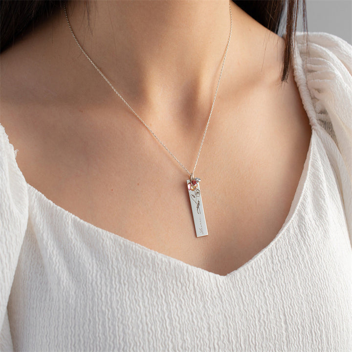 Women's Name Birthday Flower Stone Necklace – Jewelry Gift Ideas — 1