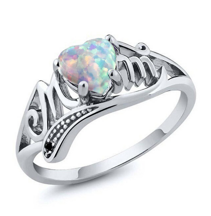 Heart shaped opal mother ring – Gifts for Her — 1