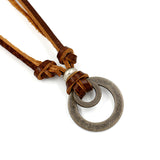 Fashion new metal double ring cowhide necklace – Stylish Gifts — 9