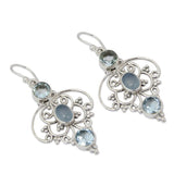 Women's Vintage Thai Silver Blue Three Diamond – Gifts for Her — 3