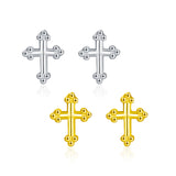 S925 Silver British Retro Mini Cross Stud Earrings – Small Gift Ideas — 3