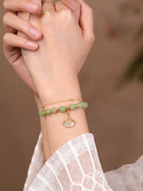 Double Layer Apricot Leaf Hetian Jade Hand String – Gifts for Her — 3