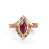 Diamond Ruby Set Black Diamond Women's Two Piece Ring – Gifts for Her — 6