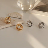 Flower-Shaped Earrings Metal Winding Geometric Hollow – Gifts for Her — 3