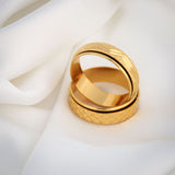 Gold Narrow Faced Reel Print Circular Texture Ring – Surprise Gifts — 8