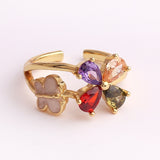 Copper Micro-set Colored Zircon Heart-shaped Ring – Gifts for Her — 4