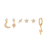 Fashion Five-pointed Star Moon Sun Lightning Earrings – Stylish Gifts — 2