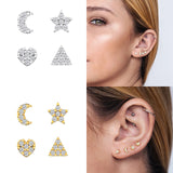 Flower Diamond-encrusted Overlay Wear Stacked Earrings – Stylish Gifts — 1