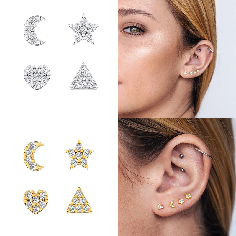 Flower Diamond-encrusted Overlay Wear Stacked Earrings – Stylish Gifts — 1