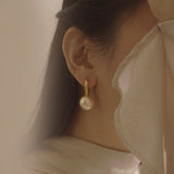 Gold pearl Hoop earring – Jewelry Gift Ideas — 1