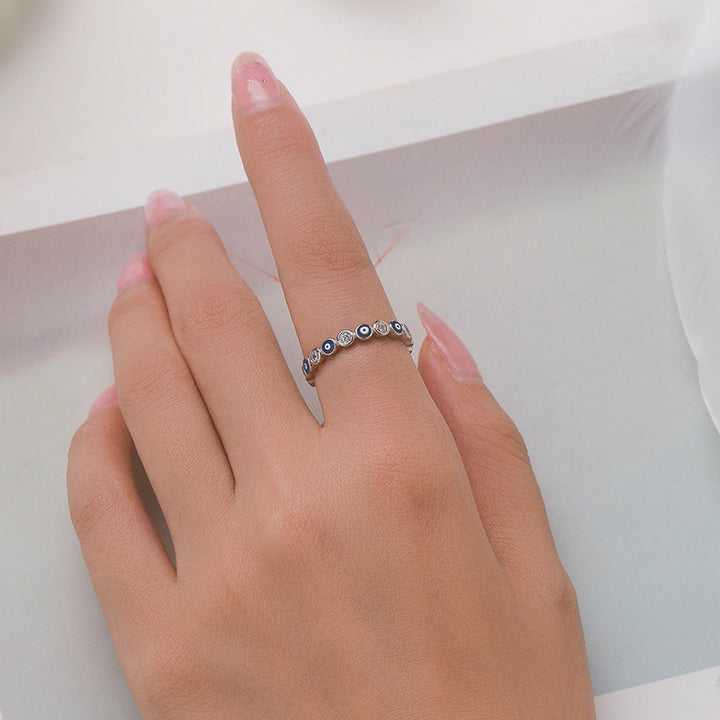 Minority Simple Epoxy Blue Eye Zircon Ring – Everyday Gifts — 1