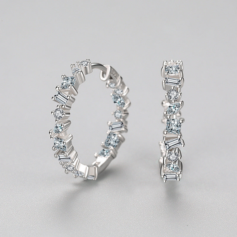 S925 Sterling Silver Irregular Zircon Earrings Women's – Gifts for Her — 1
