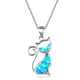Two Aqua Blue Diamonds + Blue Opal Cat Pendant – Jewelry Gift Ideas — 6