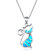 Two Aqua Blue Diamonds + Blue Opal Cat Pendant – Jewelry Gift Ideas — 6