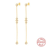 Sterling Silver Tassel Chain Diamond Earrings – Practical Gifts — 2
