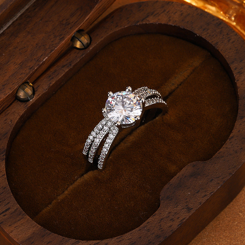 Zircon Engagement Ring Rotating Twisted Full – Gifts for Couples — 1