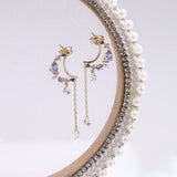 Moon Stud Temperament Long Crystal Zircon Earrings – Birthday Gifts — 6