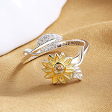Gold And Silver Two-tone Sunflower Flower Ring – Meaningful Gifts — 6