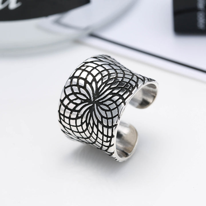 Sterling Silver Vintage Ring Personality Wide Ring – Stylish Gifts — 1
