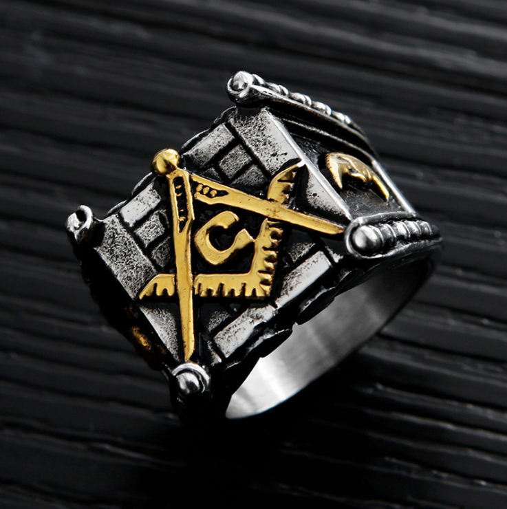 Masonic rings for men gold sun moon making Punk – Gifts for Him — 1