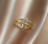 Double Cross Miniature Copper Inlaid Zircon Ring – Stylish Gifts — 6