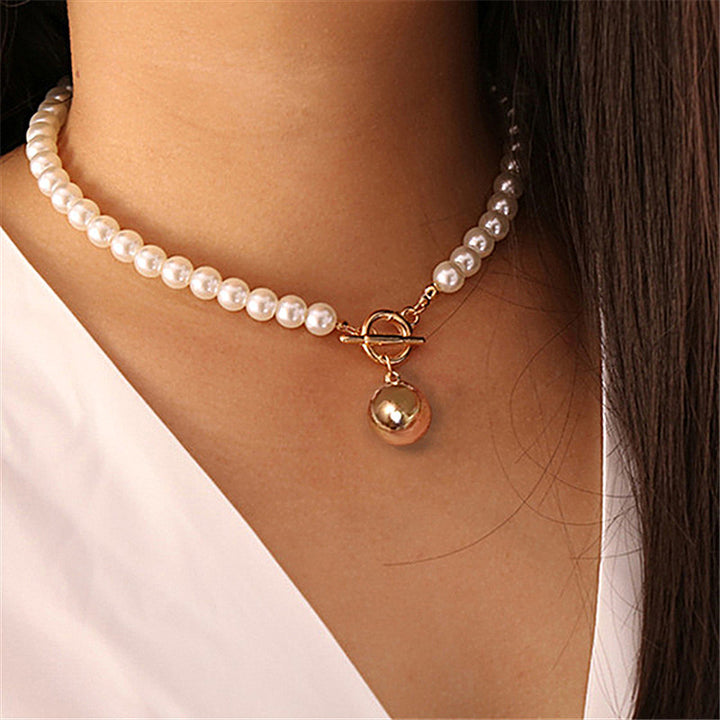 Ot Buckle Drop Ball Pearl Retro Necklace Women – Jewelry Gift Ideas — 1