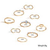Hollow Love Wave Diamond Combination Ring – Gifts for Couples — 5