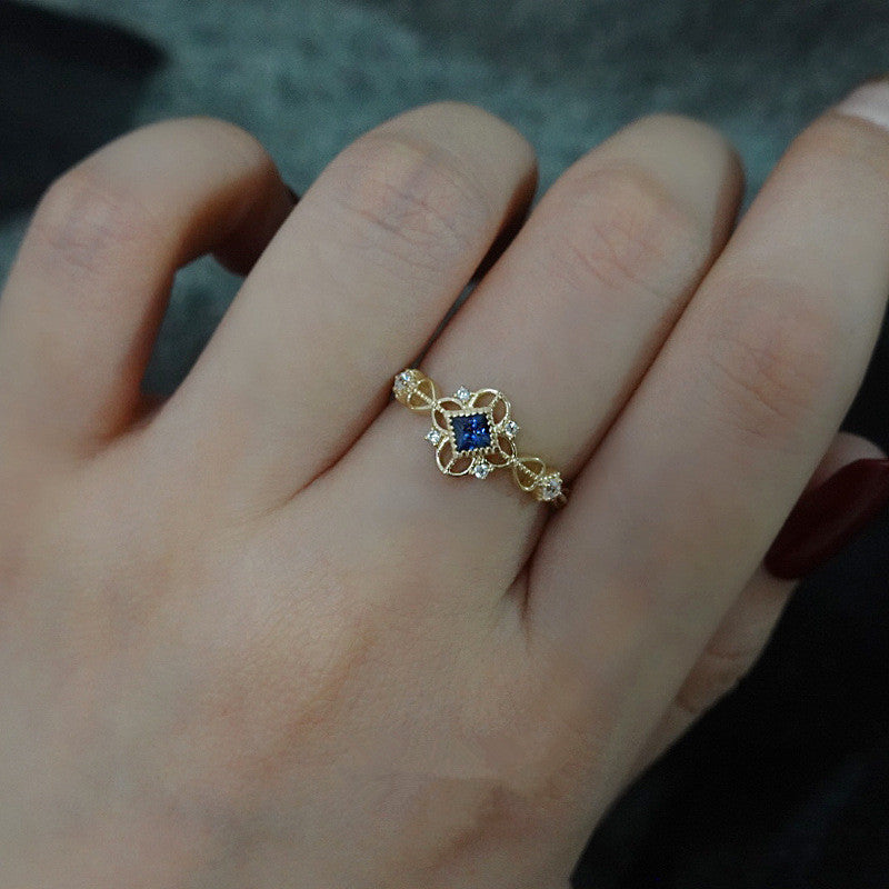 Sapphire Japanese Vintage Hollow Simple Ring – Everyday Gifts — 1