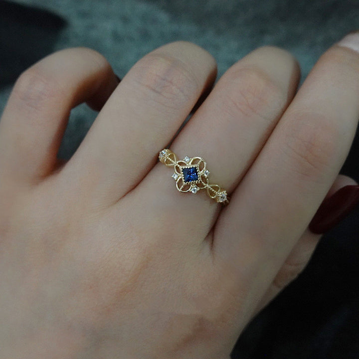 Sapphire Japanese Vintage Hollow Simple Ring – Everyday Gifts — 1
