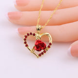 Diamond Zircon Red Rose Love Heart Pendant Short – Jewelry Gift Ideas — 2