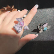 Asymmetrical Design Ring Micro - Studded Zirconium – Gifts for Her — 2