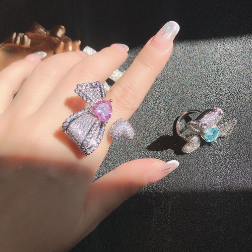 Asymmetrical Design Ring Micro - Studded Zirconium – Gifts for Her — 2