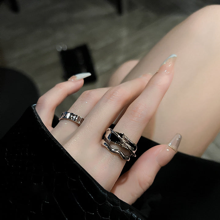 Geometric Cool Wind Ins Black Crystal Ring – Stylish Gifts — 1