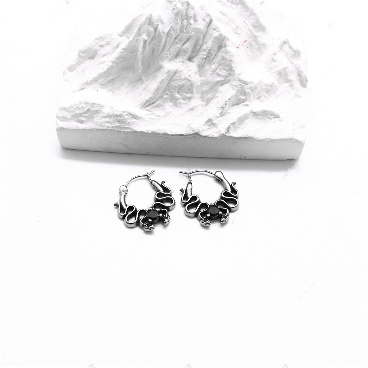 Stainless Steel Double Snake Diamond Earrings For Men – Gifts for Her — 1
