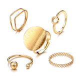 Geometric Round Adjustable Opening Ring Set Of 5 – Useful Gifts — 3