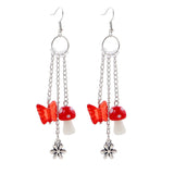 Long Chain Butterfly Mushroom Earrings For Women – Gifts for Her — 6