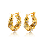 Gold Stainless Steel Diamond Twist U-shaped Earrings – Stylish Gifts — 2