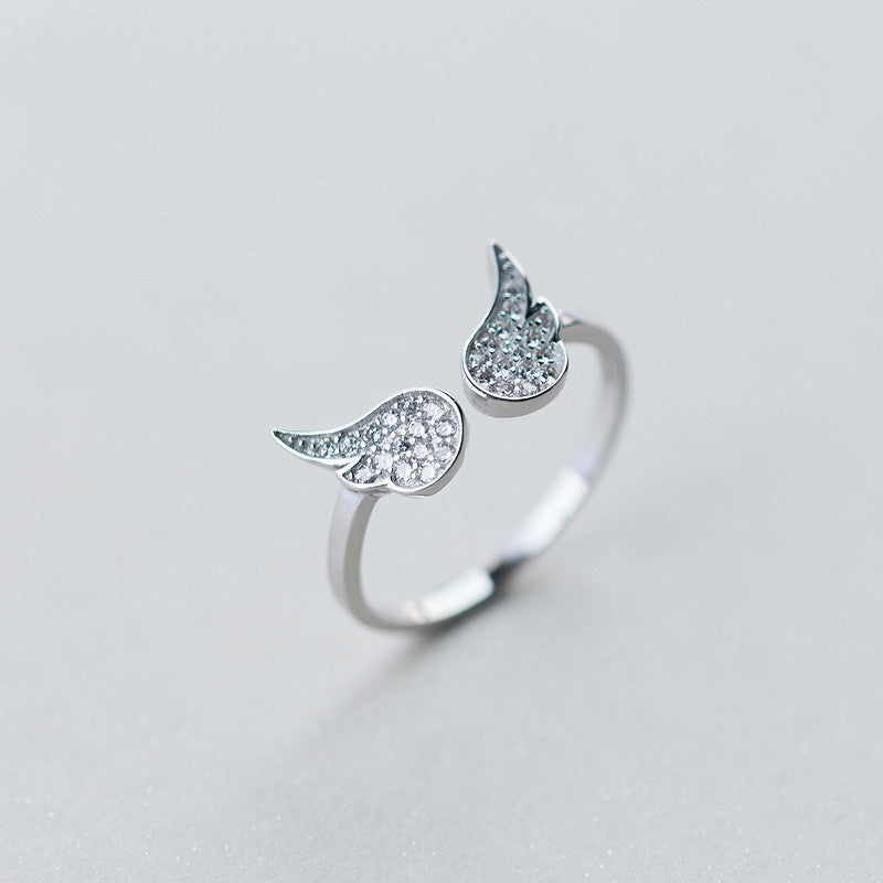 Female Diamond Angel Wing Single Ring 925 Silver – Gifts for Her — 1
